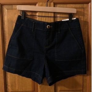 LOFT - Petite High Waist Patch Pocket Denim Shorts - Rinse Wash - 27 Petite